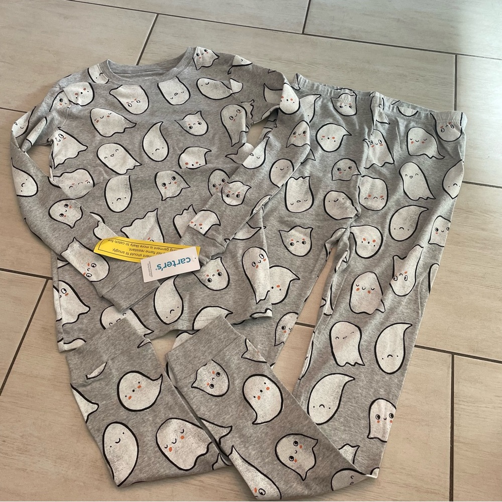 NEW CARTER’S HALLOWEEN ALLOVER GHOST GRAPHIC PRINT PAJAMA SET SZ 14 KIDS! - 0172
